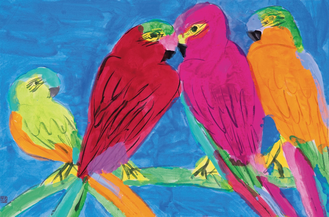 Two Pairs of Parrots by Walasse Ting