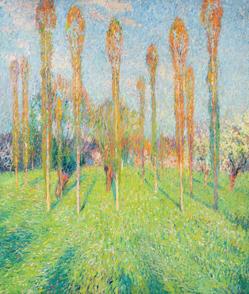 Prairie ensoleillée aux peupliers by Henri Jean Guillaume Martin