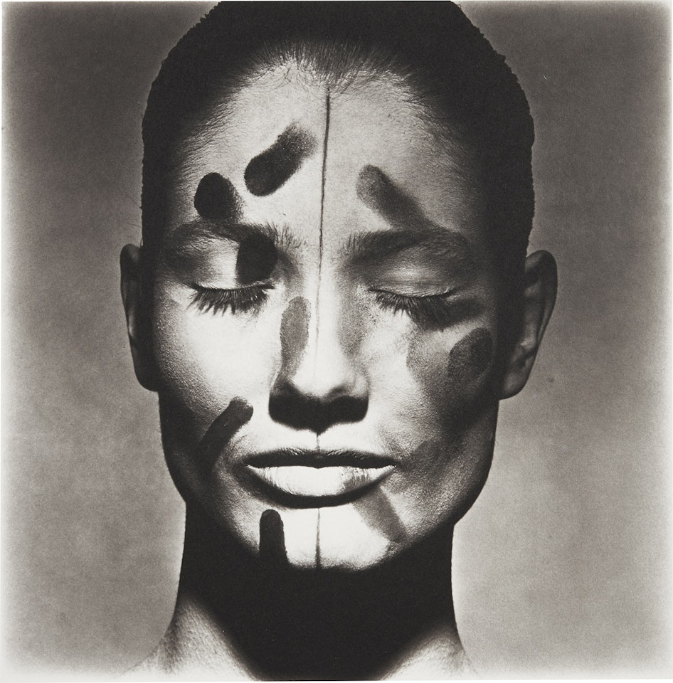 Vogue Beauty head with Eyes closed (front view), New York by Irving Penn