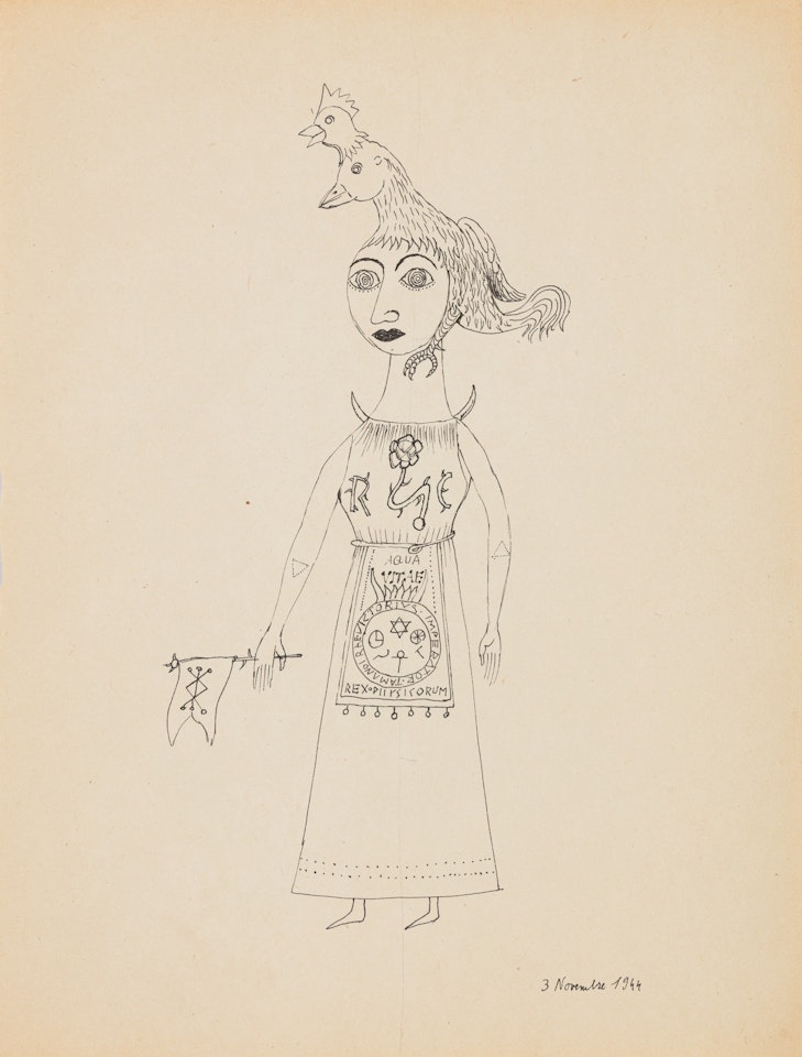 Femme au tablier (Variation originale autour du thème de la femme rose-croix) by Victor Brauner
