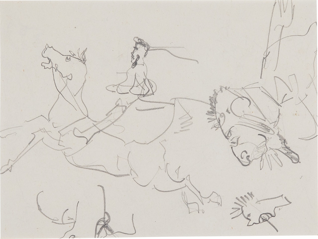 Cavalier (recto) and Croquis (verso) by Henri de Toulouse-Lautrec