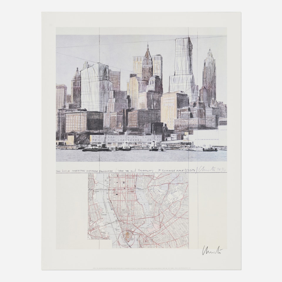 Two Lower Manhattan Wrapped Buildings, Project for New York City by Christo