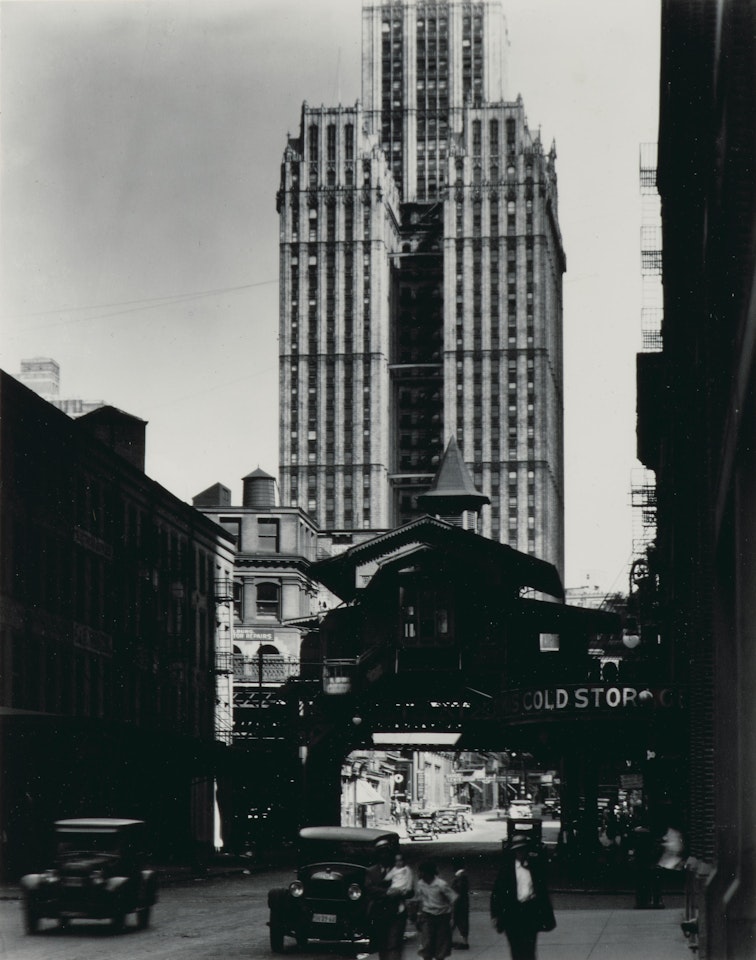 Back of Woolworth building from Barclays Street by Berenice Abbott