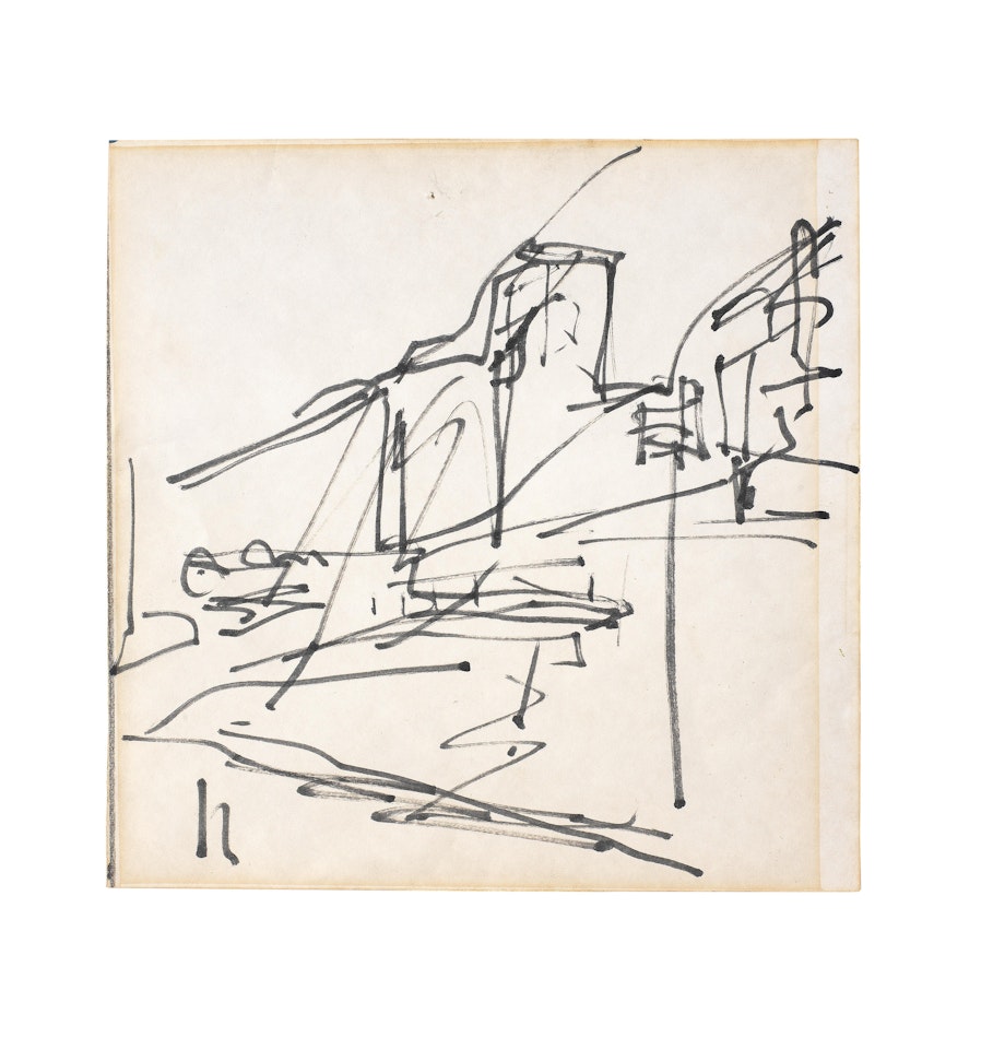 Working Drawing for the Mornington Crescent Paintings by Frank Auerbach