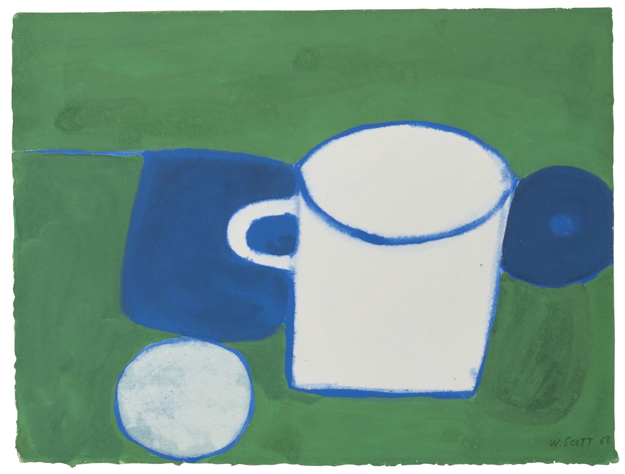 Untitled (white coffee cup with blue border) by William Scott