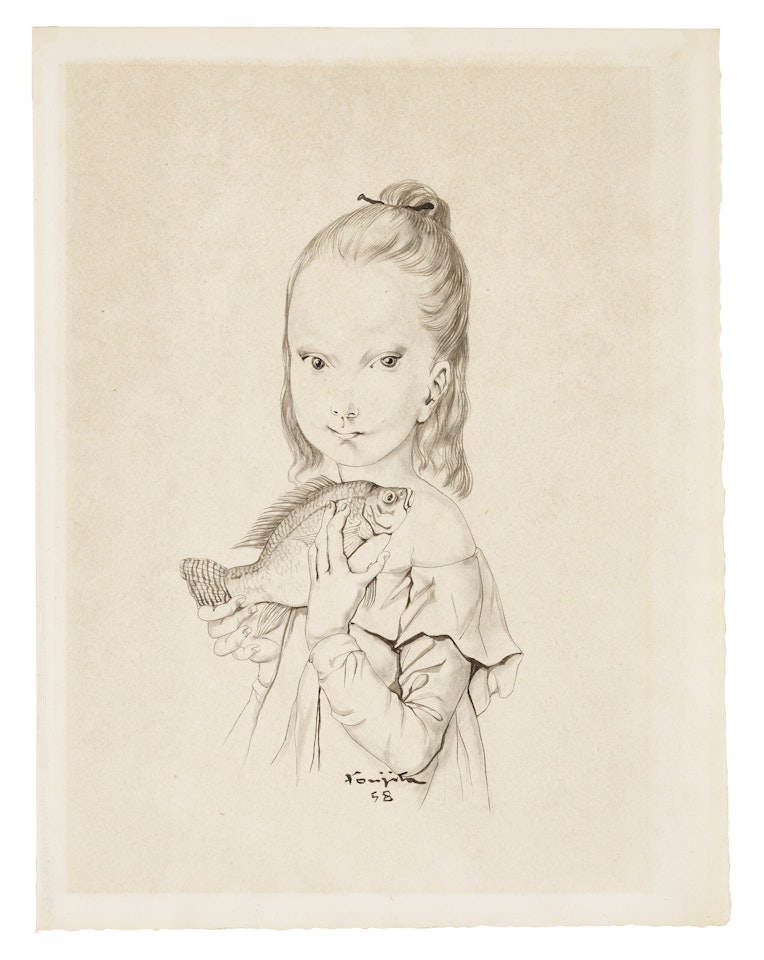 Fillette au Poisson (Little Girl with Fish) by Leonard Tsuguharu Foujita