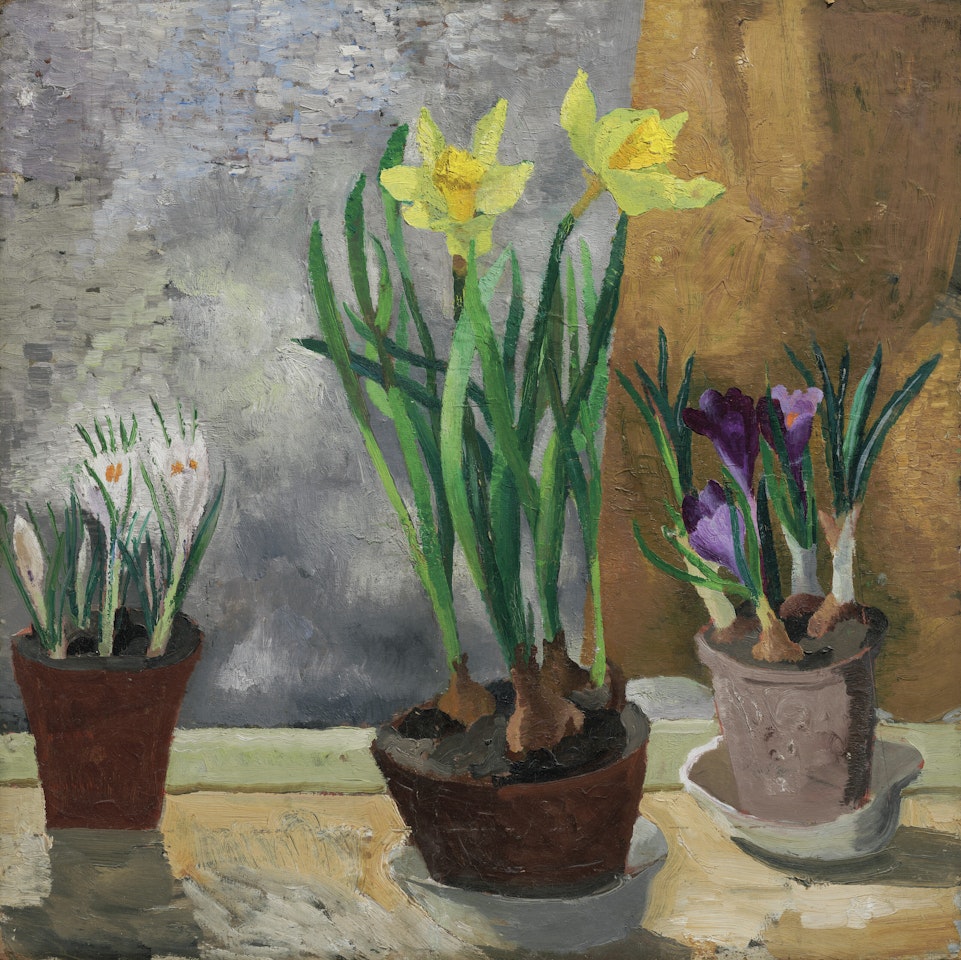Crocuses and Daffodils in Pots by Christopher Wood
