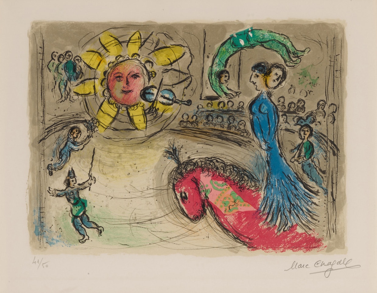 Sun with Red Horse (Mourlot 945) by Marc Chagall