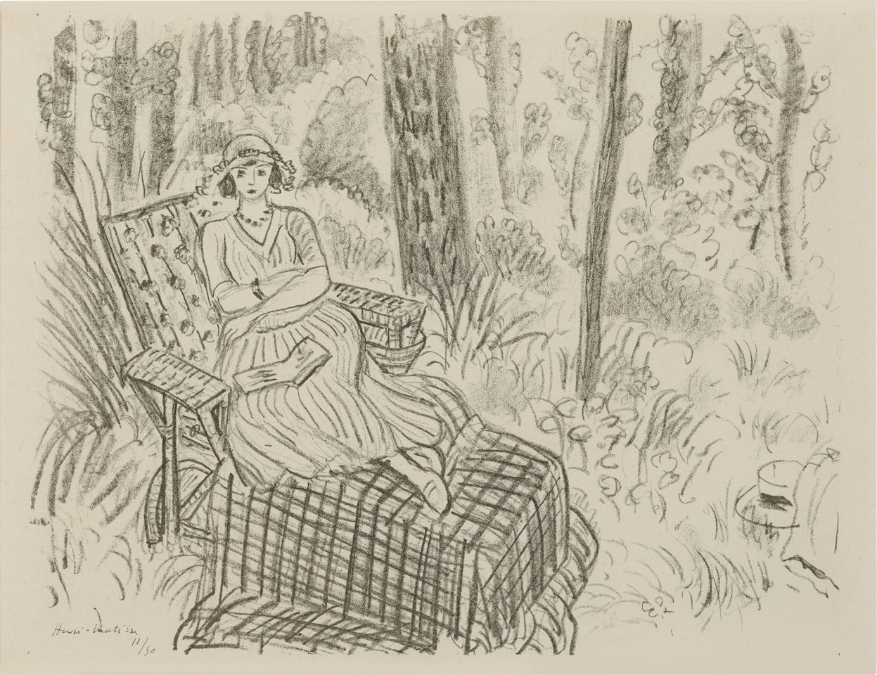 Jeune fille à la chaise-longue dans un sous-bois (Duthuit 425) by Henri Matisse