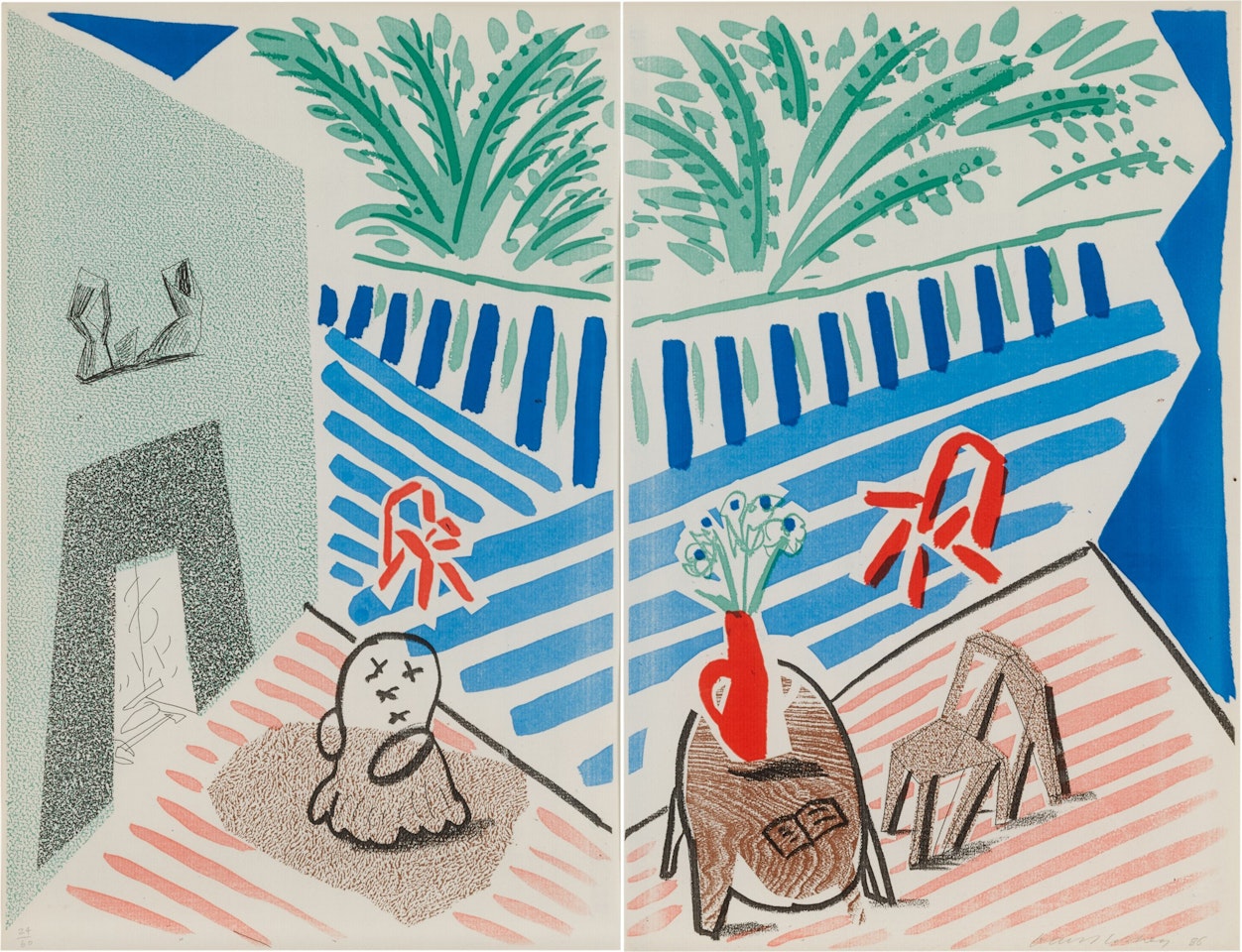 Livingroom & Terrace, July 1986 (Museum of Contemporary Art, Tokyo 303) by David Hockney