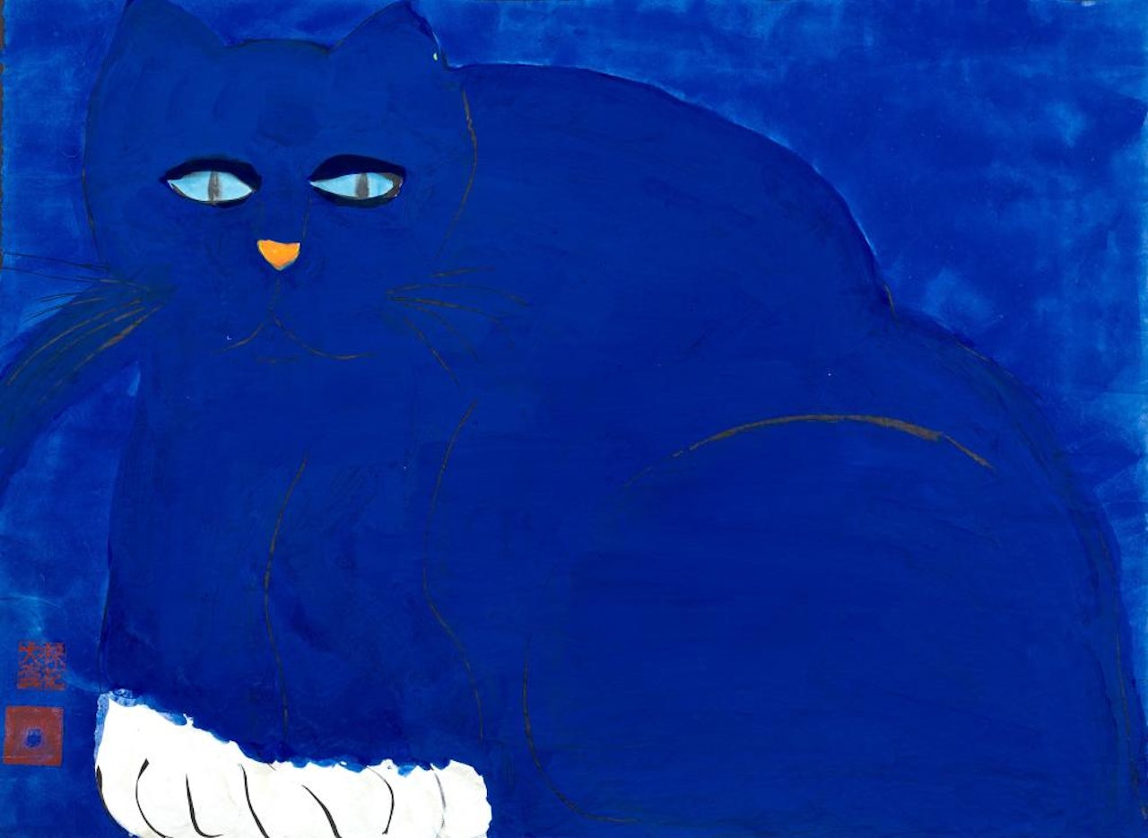 Cat Gouache sur papier by Walasse Ting