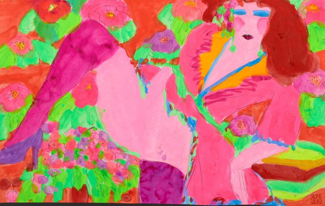 Lady Gouache et aquarelle sur papier by Walasse Ting