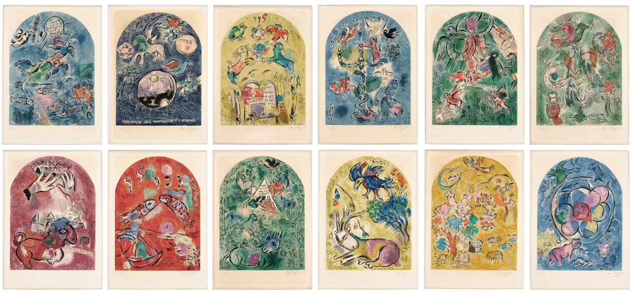 Twelve Maquettes of Stained Glass Windows for Jerusalem by Marc Chagall