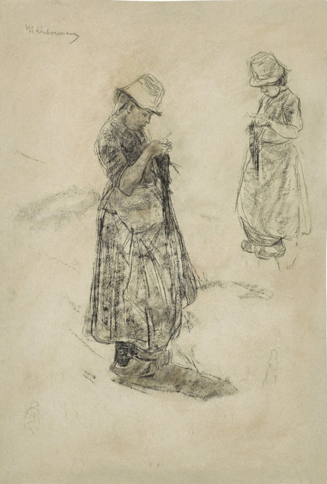 Strickende Mädchen (Girls Knitting) by Max Liebermann