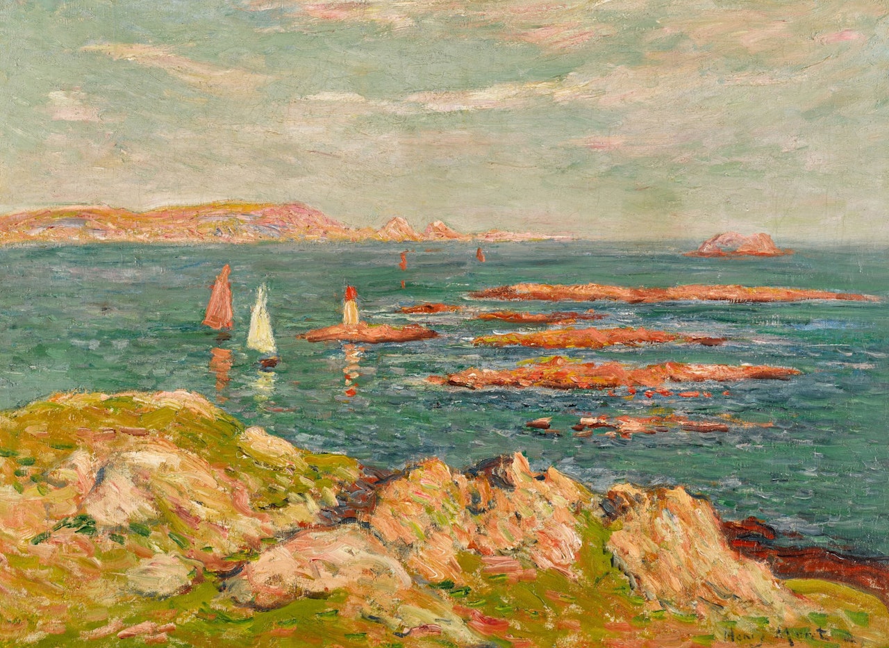 Voile blanche, voile rouge en Bretagne by Henry Moret