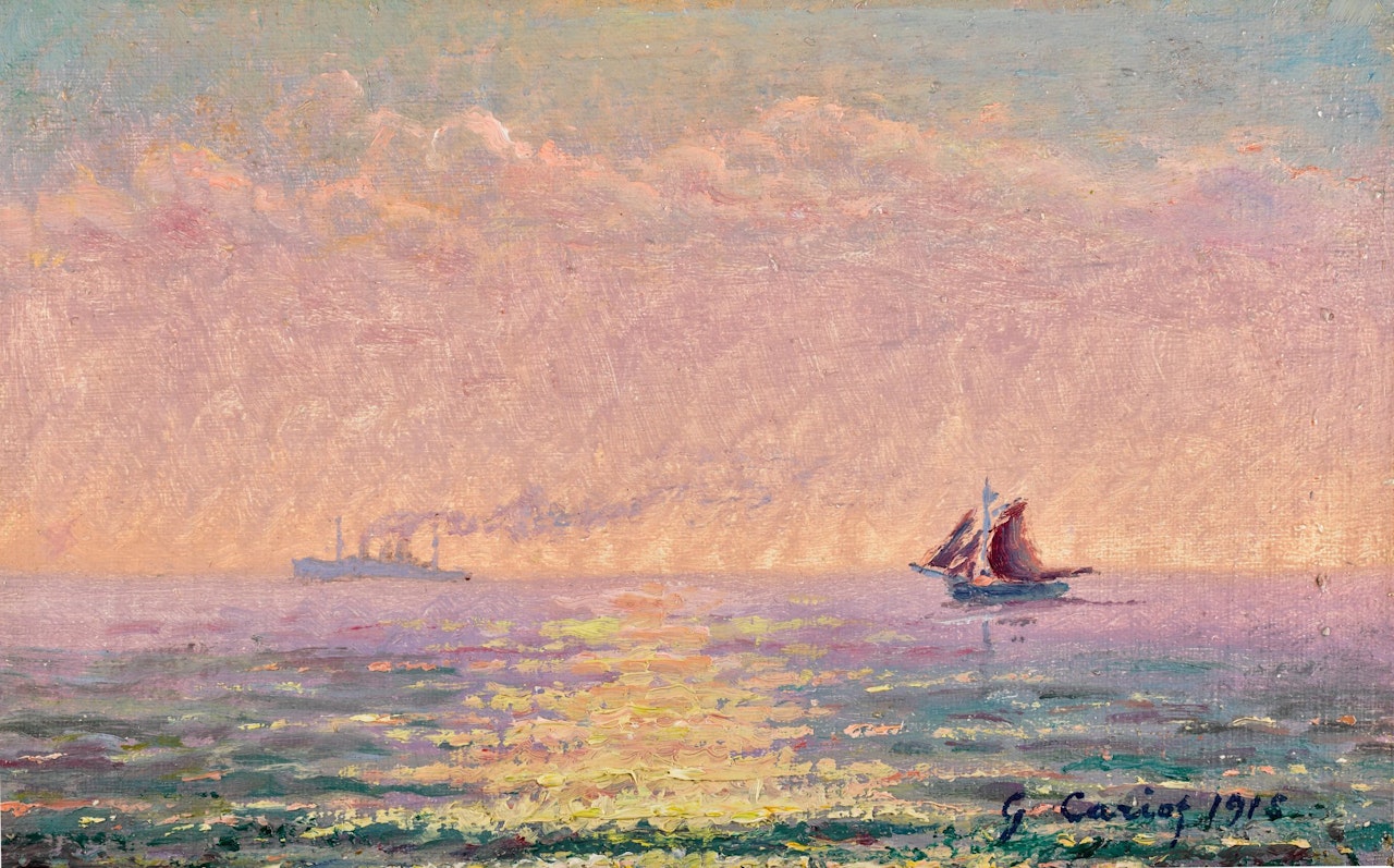Etude sur la mer à St Malo contre soleil by Gustave Cariot