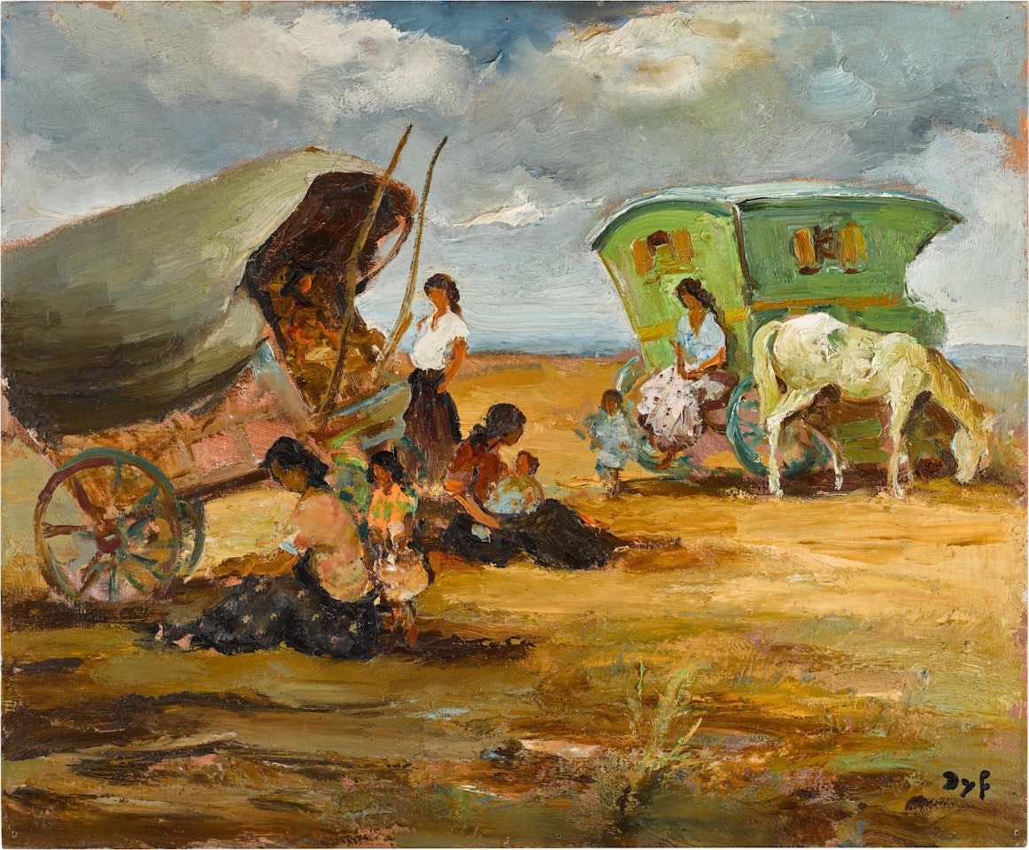 Caravanes sur la plage by Marcel Dyf