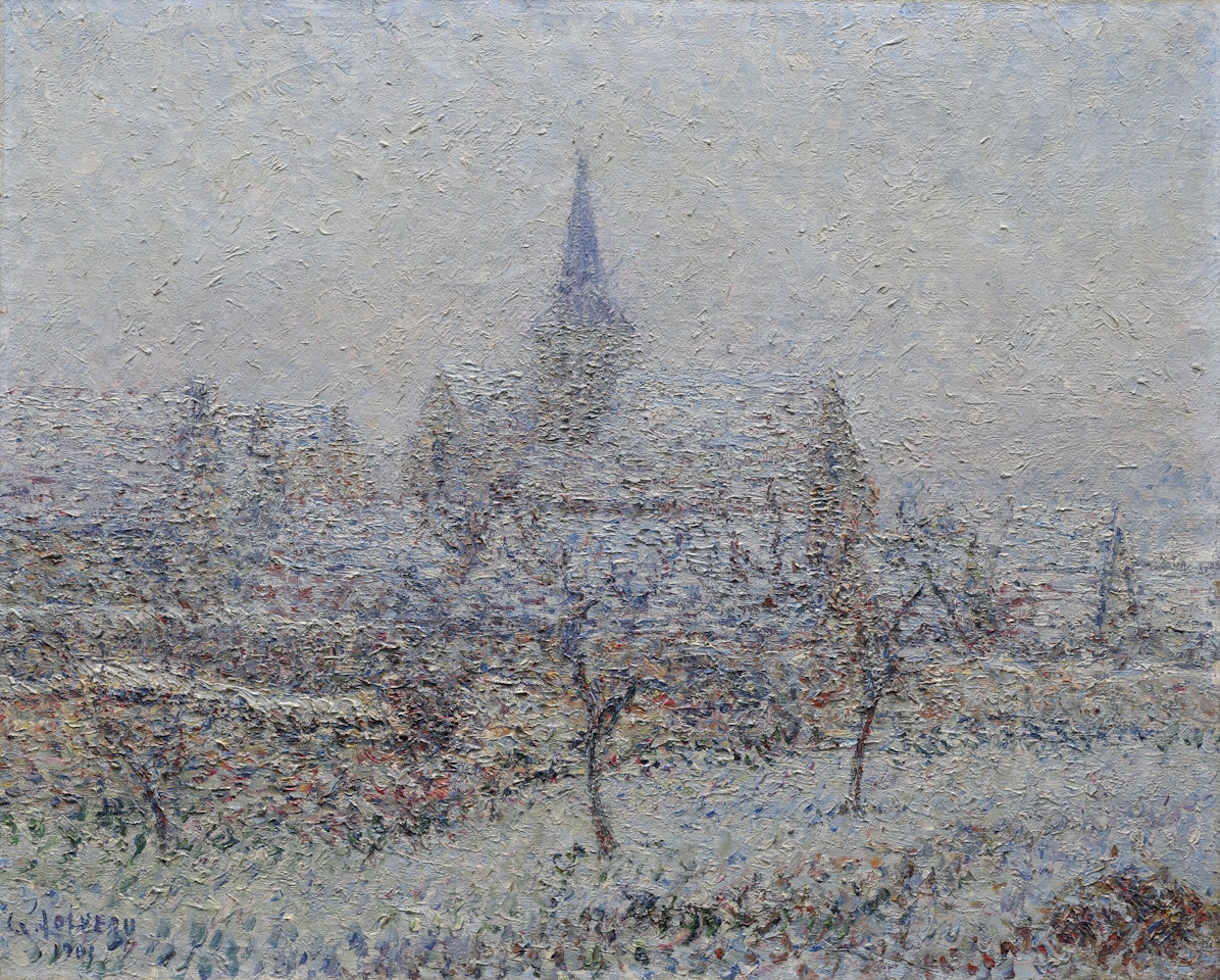 L’église de Bennecourt, Effet de neige by Gustave Loiseau