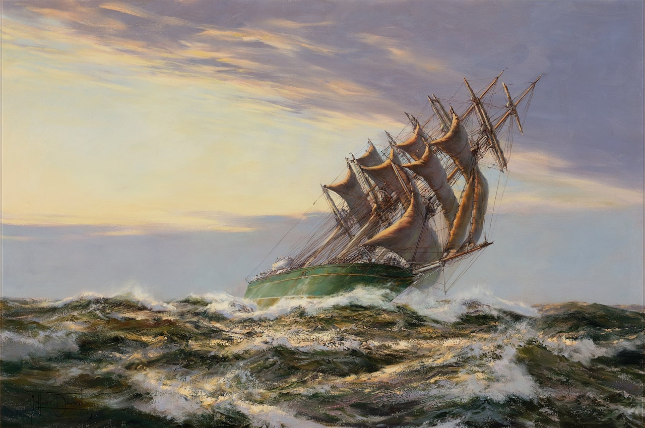 The Thermopylae-Evening of Glow by Montague Dawson