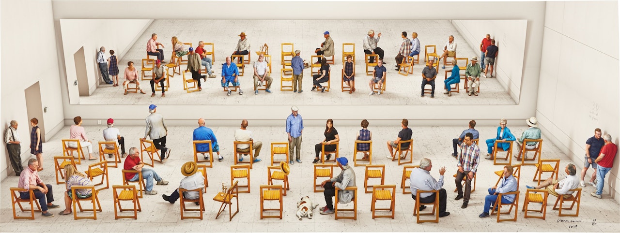 Pictured Gathering with Mirror by David Hockney