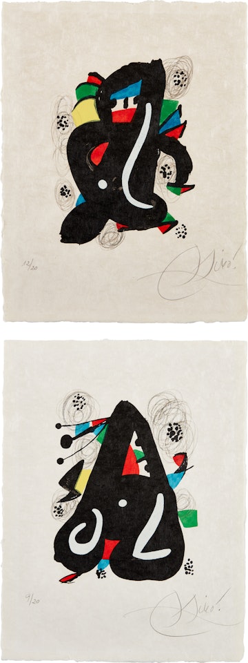 La Mélodie acide (The Acid Melody): plate 6; and 9 (M. 1217 and 1220, see C. bks 248) by Joan Miró