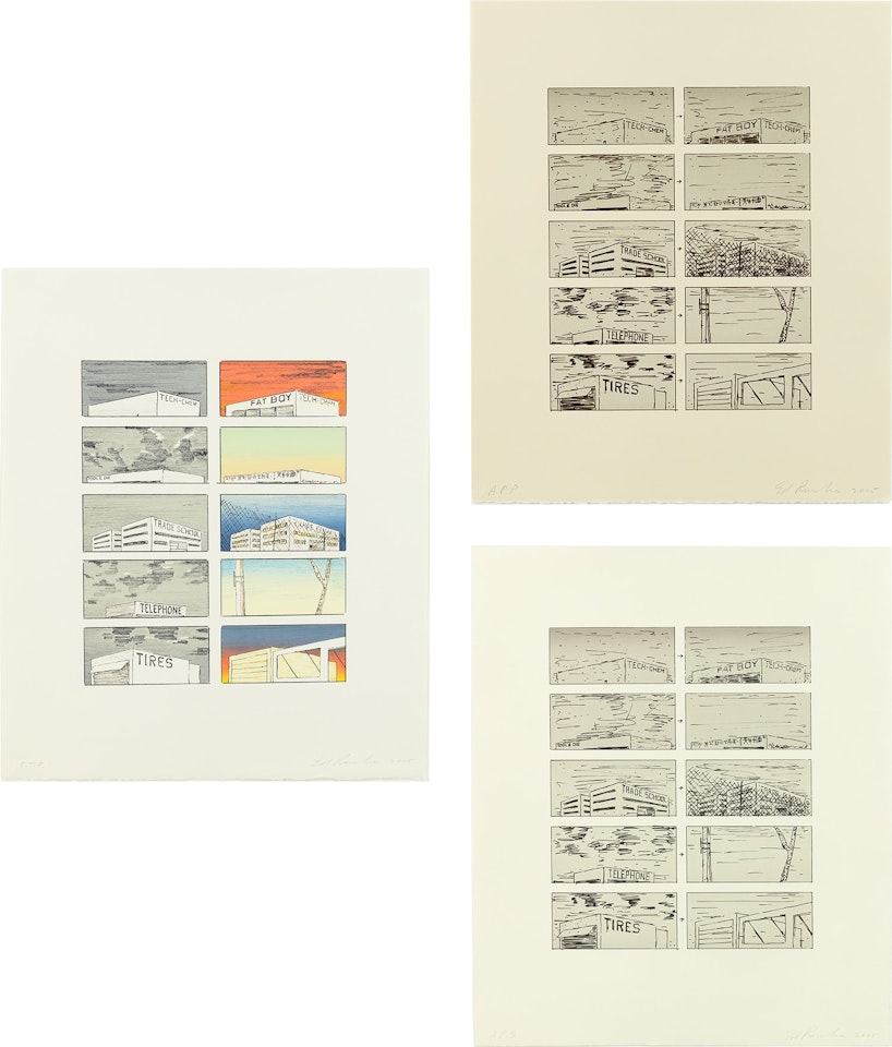 Course of Empire; Brown Course of Empire; and Black Course of Empire by Ed Ruscha