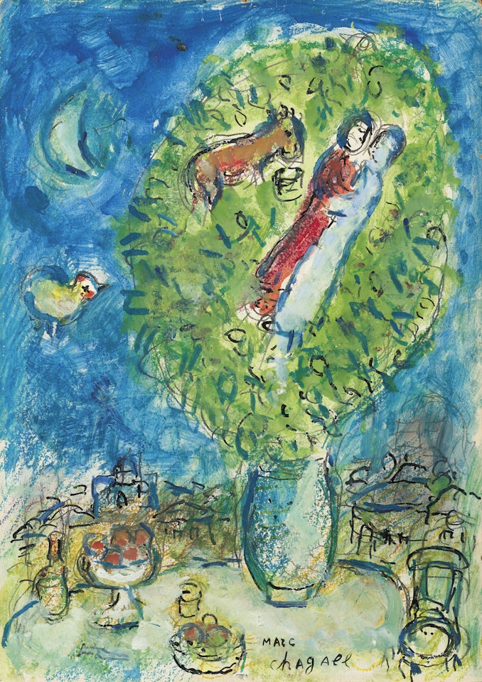 Le Couple dans le bouquet vert by Marc Chagall