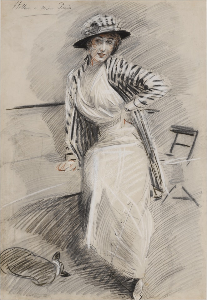 Madame Paris assise sur une banquette by Paul César Helleu