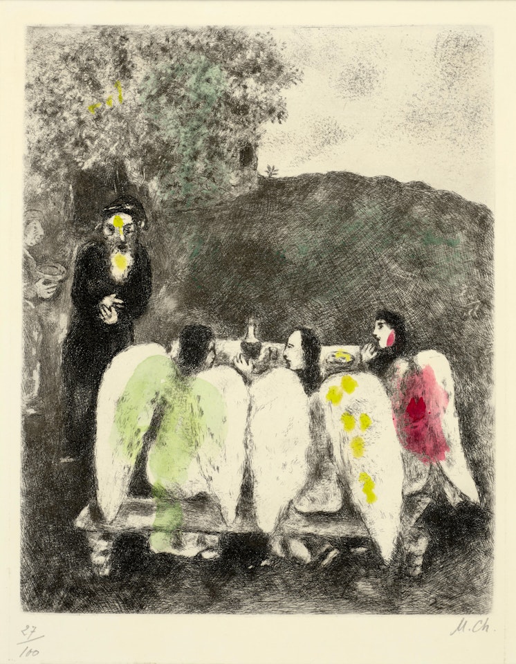 Abraham et les trois anges (Abraham and three angels), from La Bible by Marc Chagall
