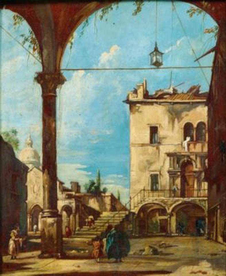 An Architectural Capriccio with Figures by Giuseppe Bernardino Bison
