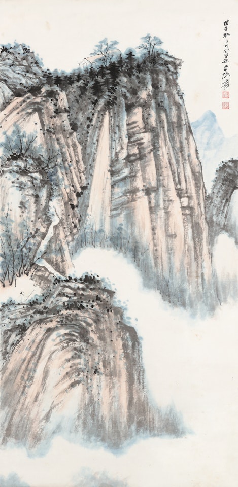 VIEWING CLOUS ON A PEAK by Zhang Daqian