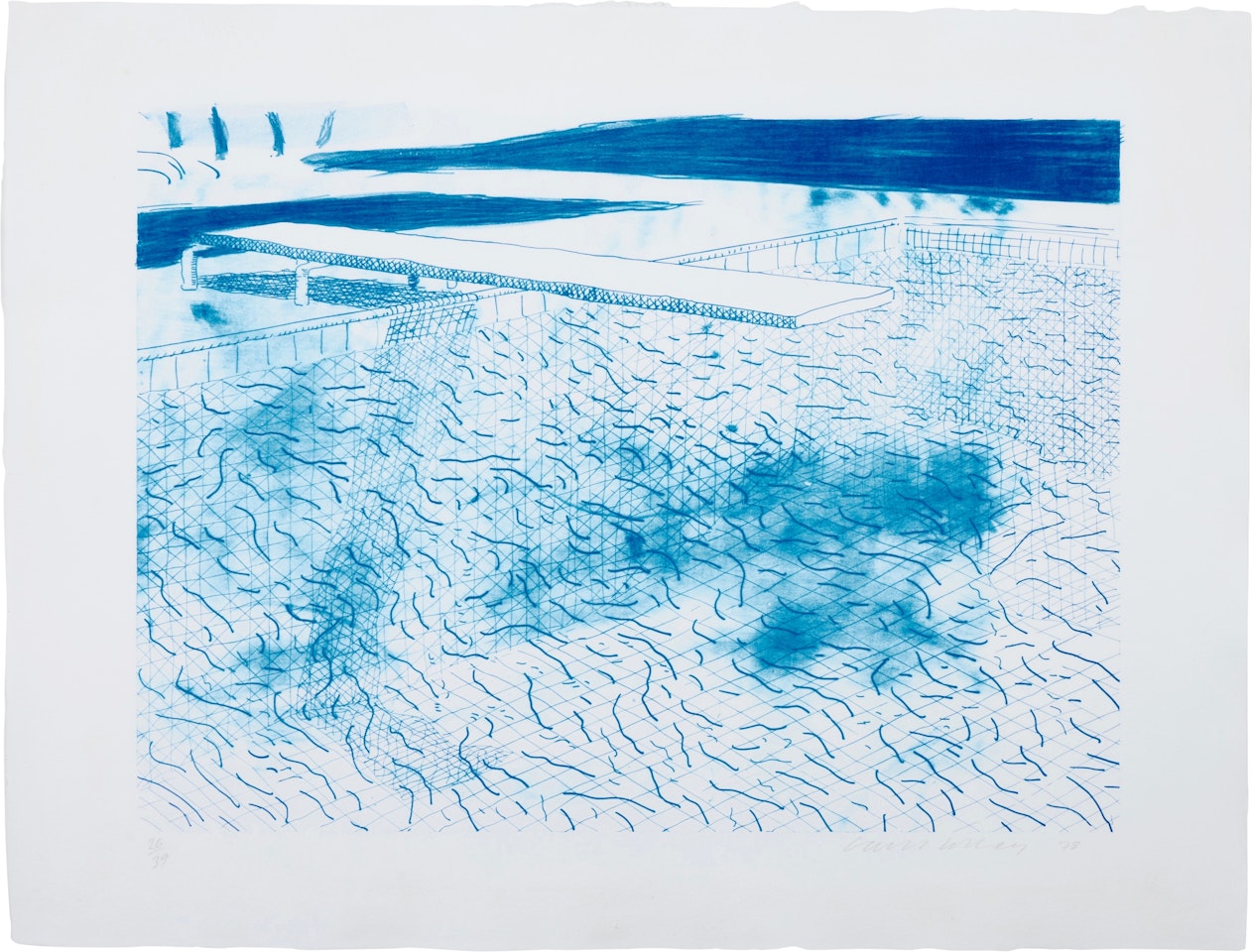 Lithograph of Water Made of Lines by David Hockney
