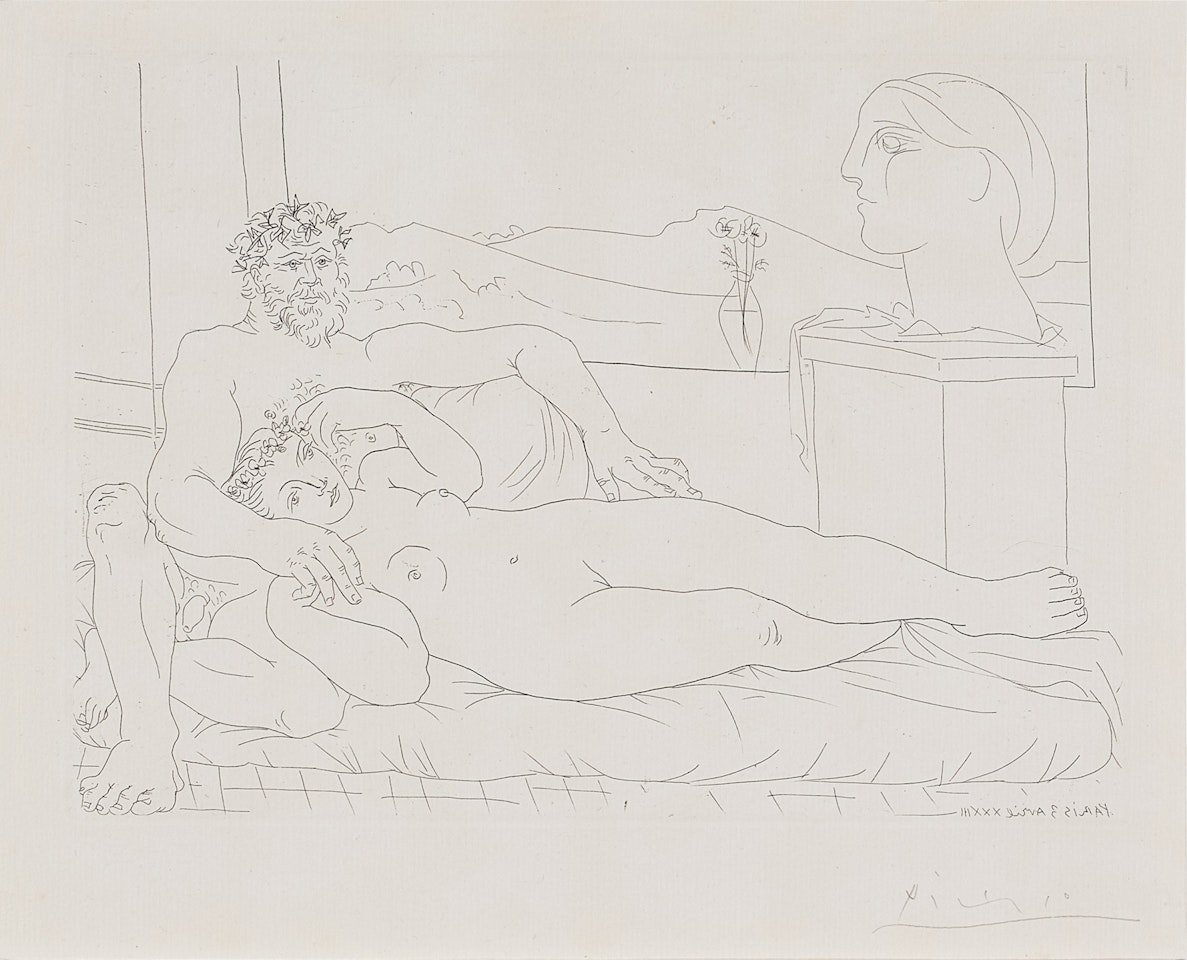 Le Repos du Sculpteur, from the Vollard suite by Pablo Picasso