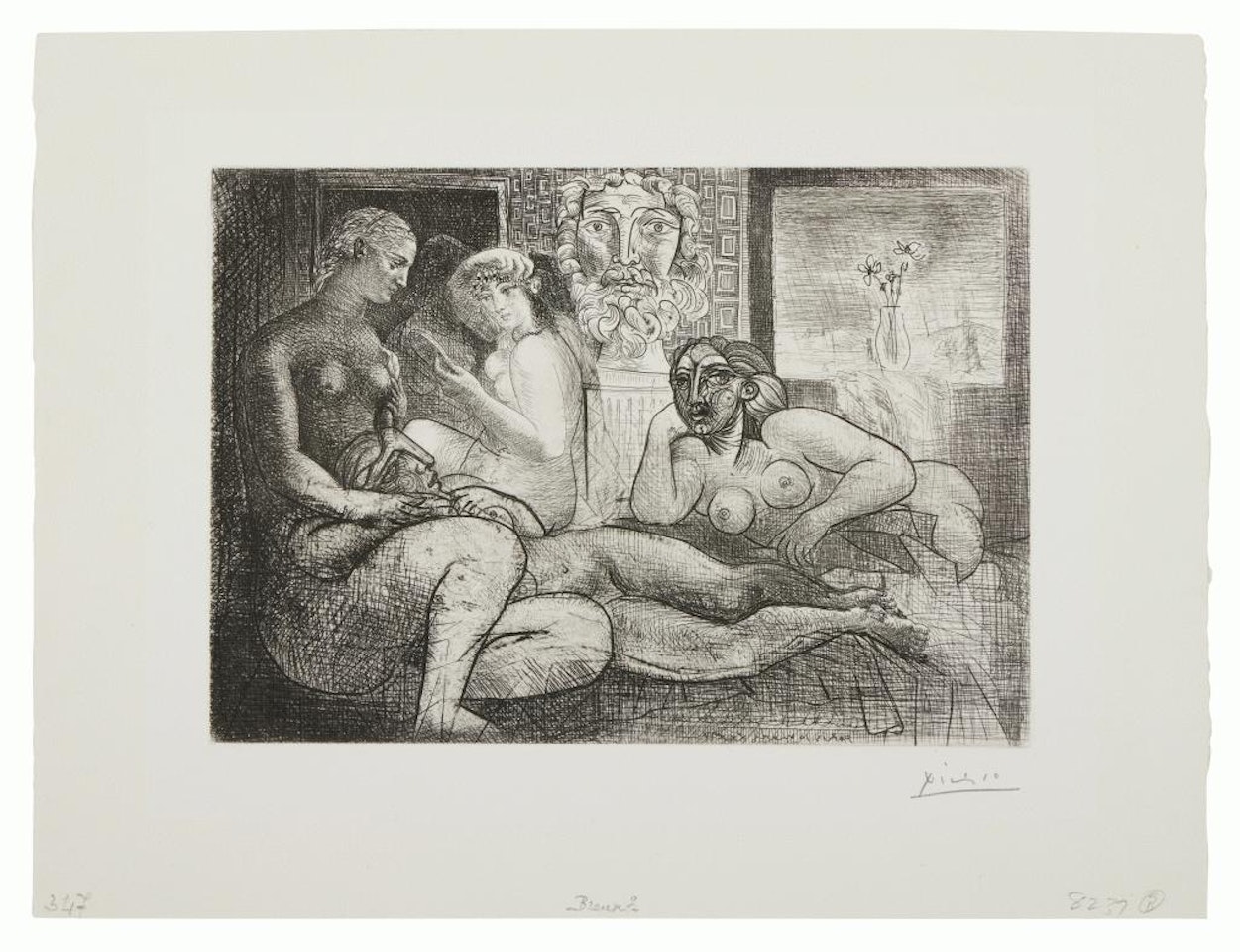 Quatre femmes nues et tête sculptée, from the Vollard suite by Pablo Picasso