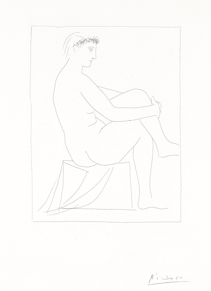 Femme Nue Couronnée de Fleurs. by Pablo Picasso