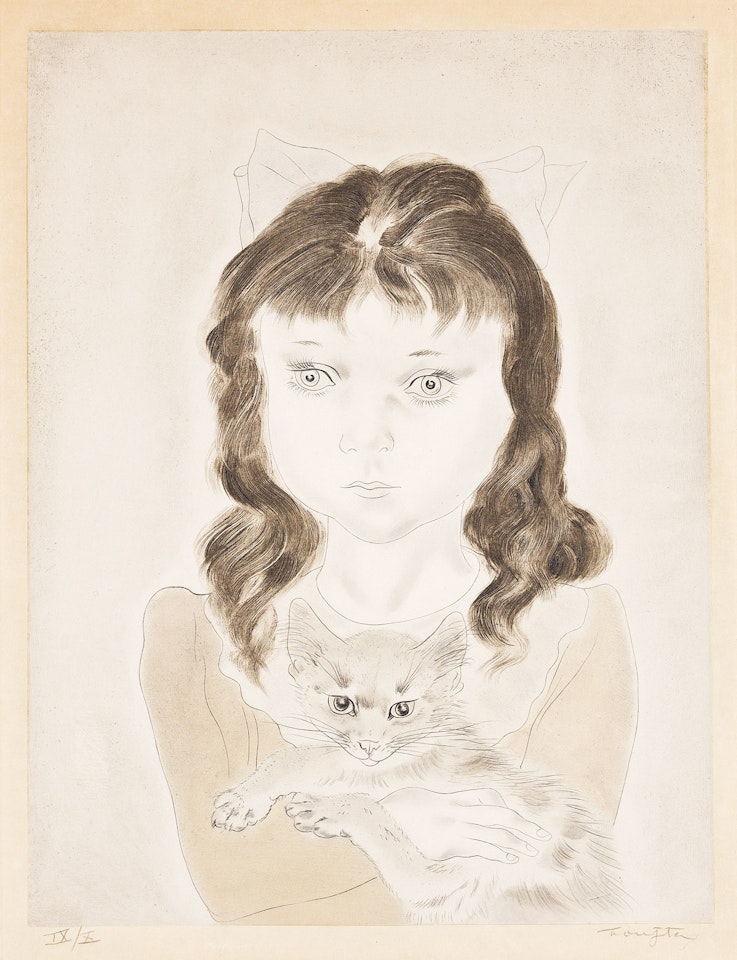 Fillette au Chat by Leonard Tsuguharu Foujita