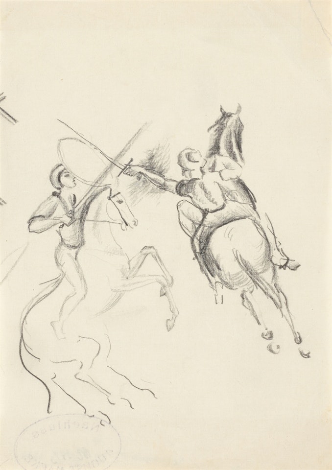 ”Wettkampf zu Pferde”; Heiderich Z 782. by August Macke