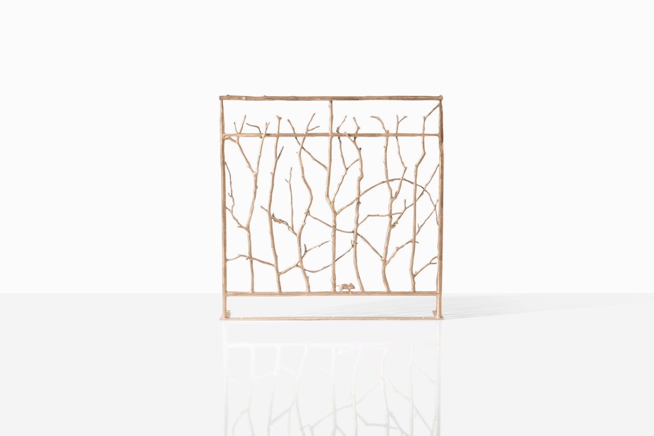 Grille aux Branchettes, Souris et Lézard, pièce unique by Claude Lalanne