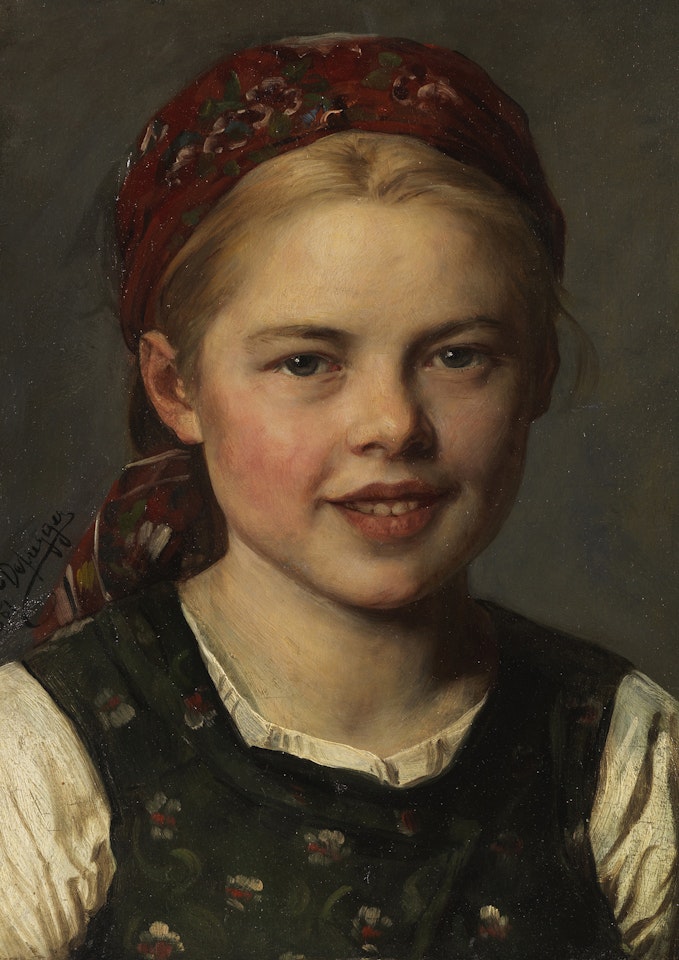 Dirndl mit Kappe by Franz von Defregger