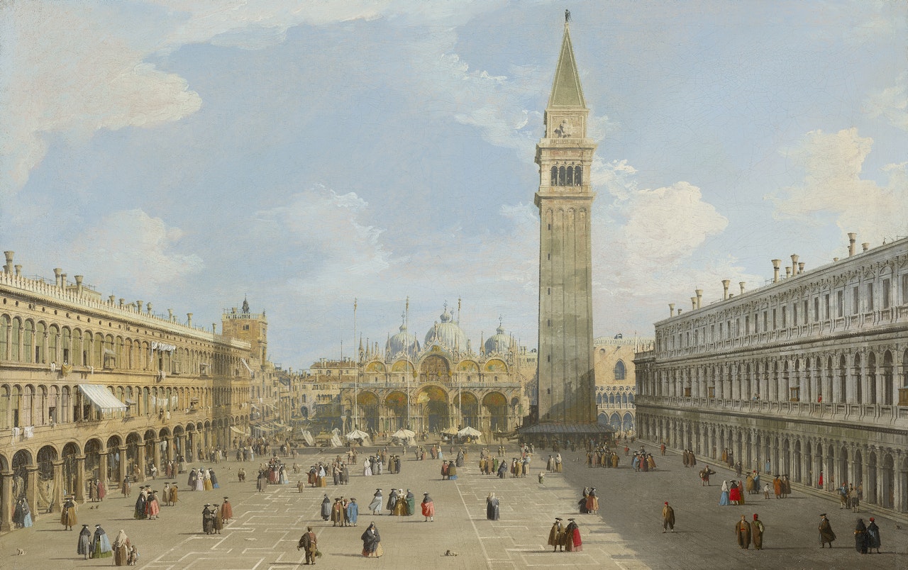The Piazza San Marco, Venice, looking east towards the basilica by Canaletto