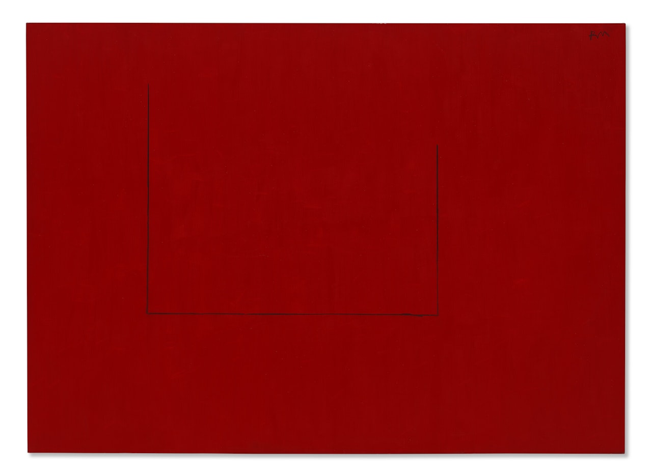 Open No. 29: In Crimson with Charcoal Line by Robert Motherwell