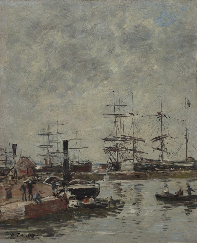 Port, navires à quai by Eugène Boudin