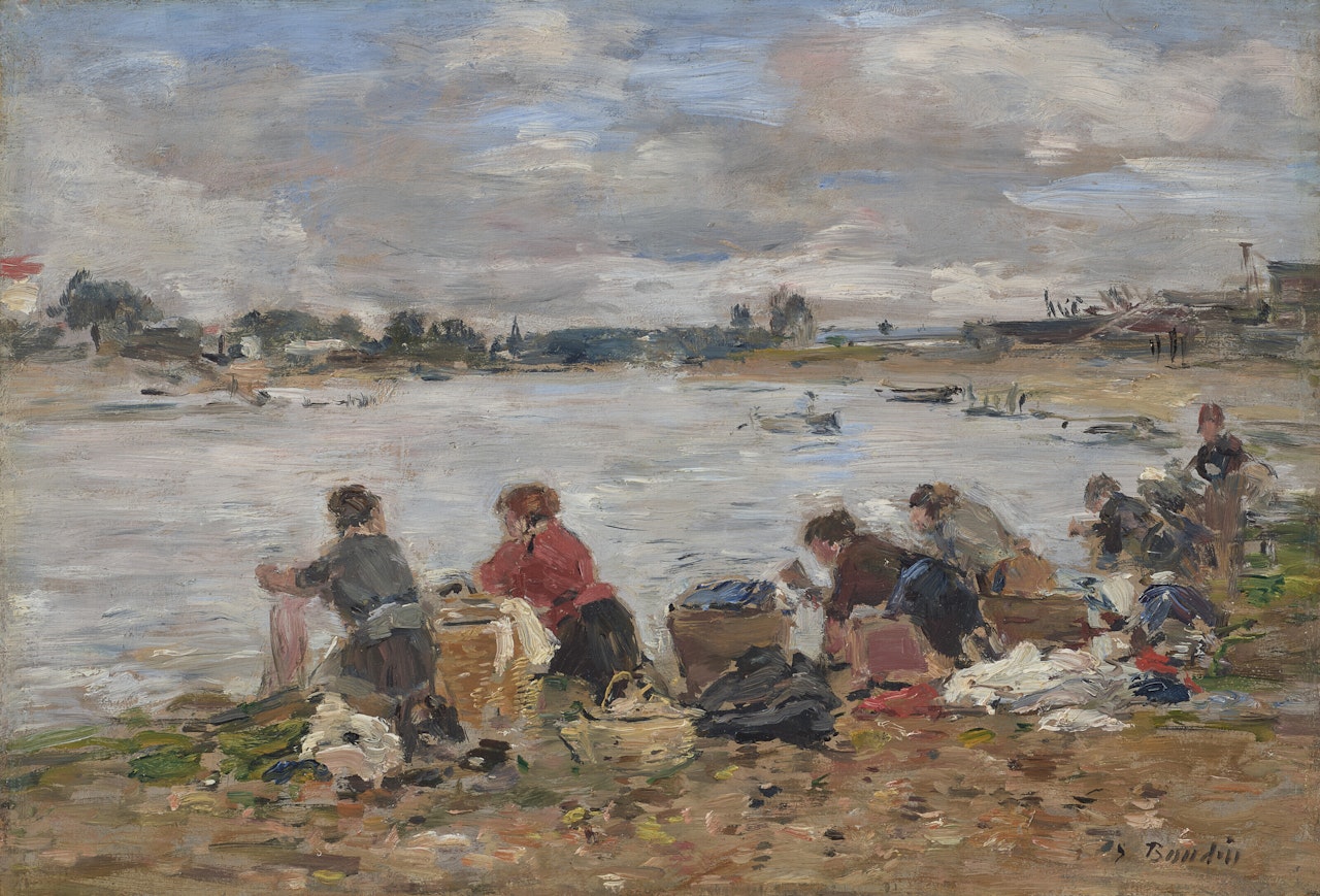 Laveuses au bord de la Touques by Eugène Boudin