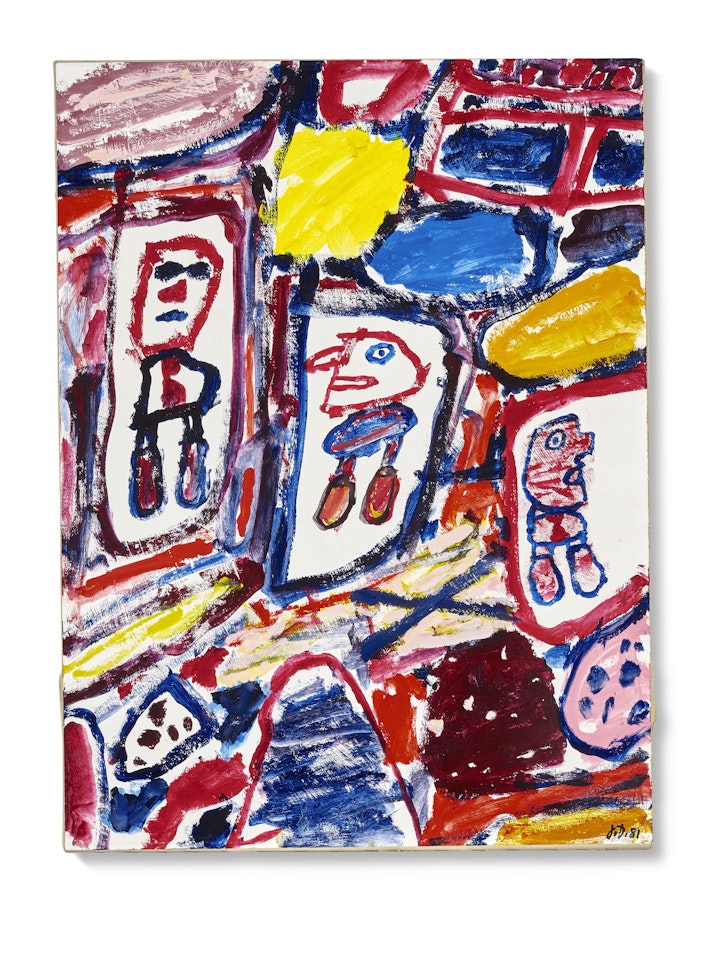 Site avec 3 personnages by Jean Dubuffet