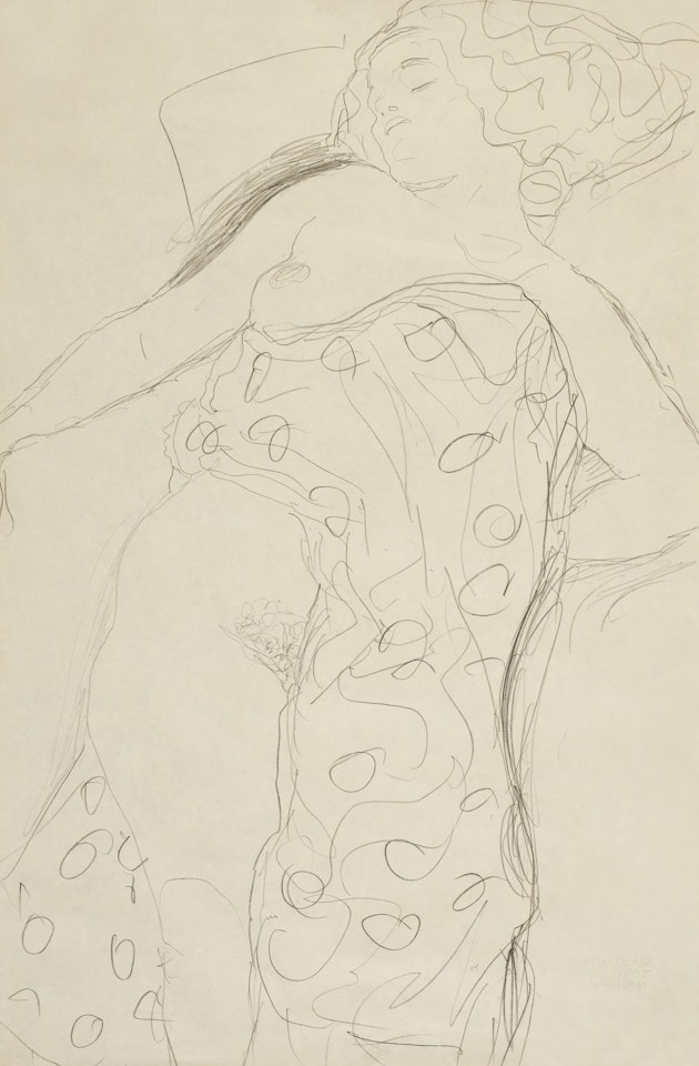 Schlafender Halbakt by Gustav Klimt