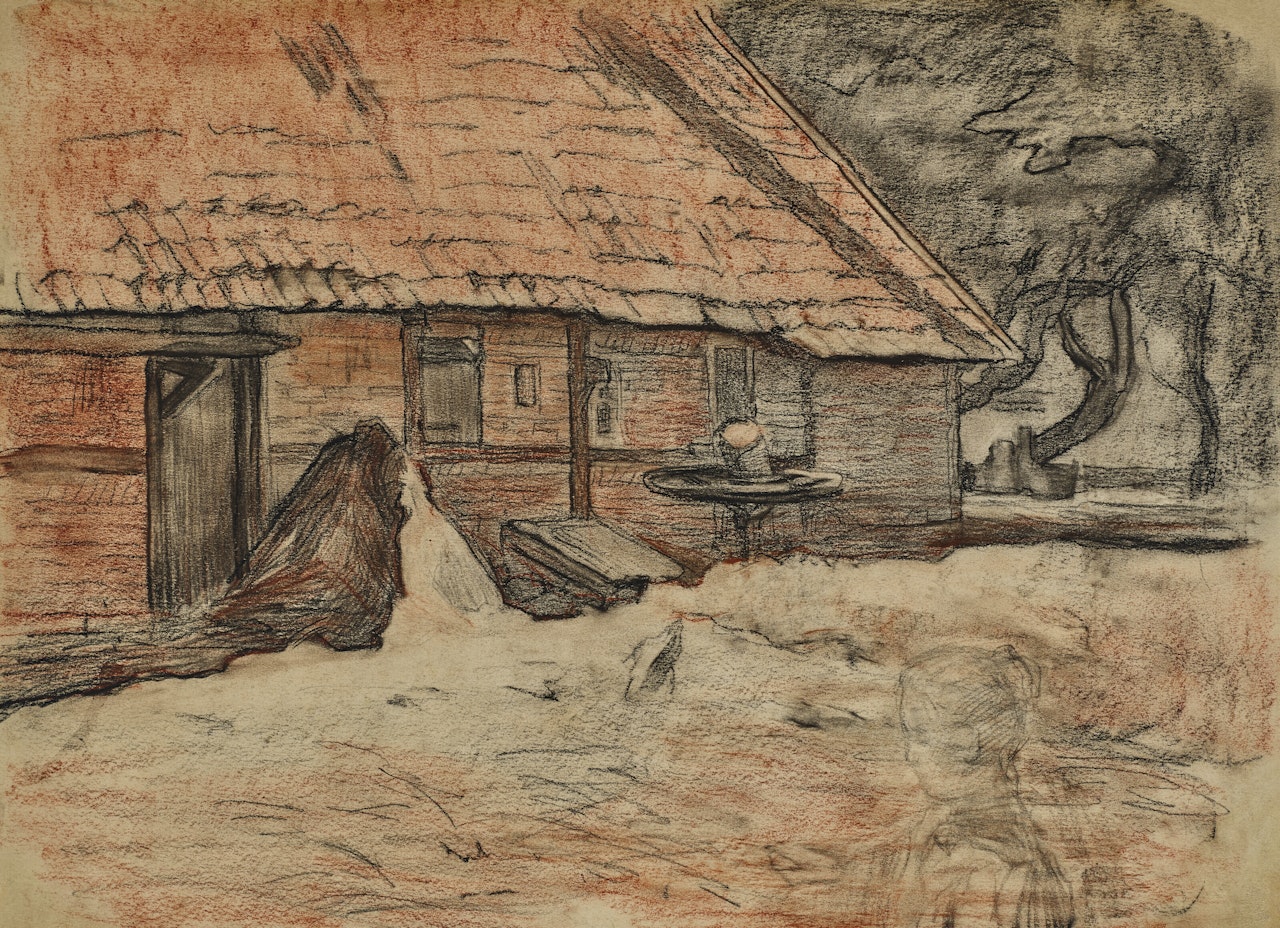 Zijaanzicht van een boerderij bij Winterswijk by Piet Mondrian