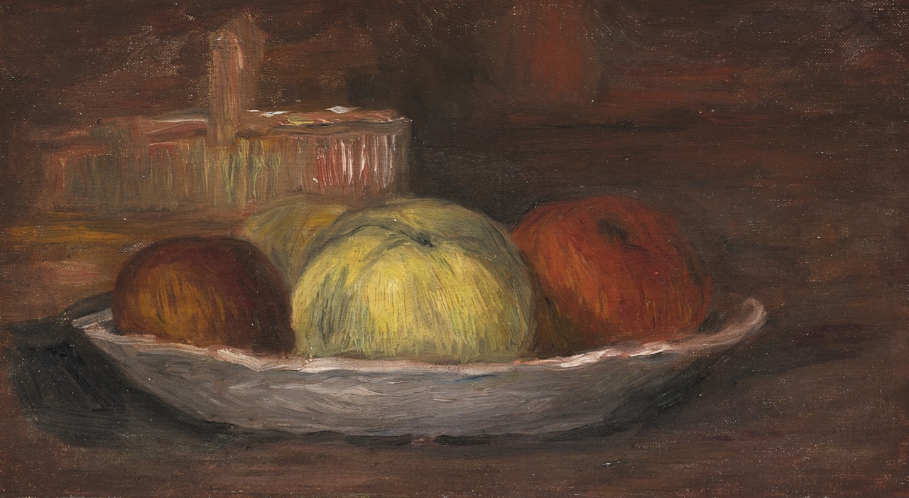 Pommes dans un plat et panier by Pierre-Auguste Renoir