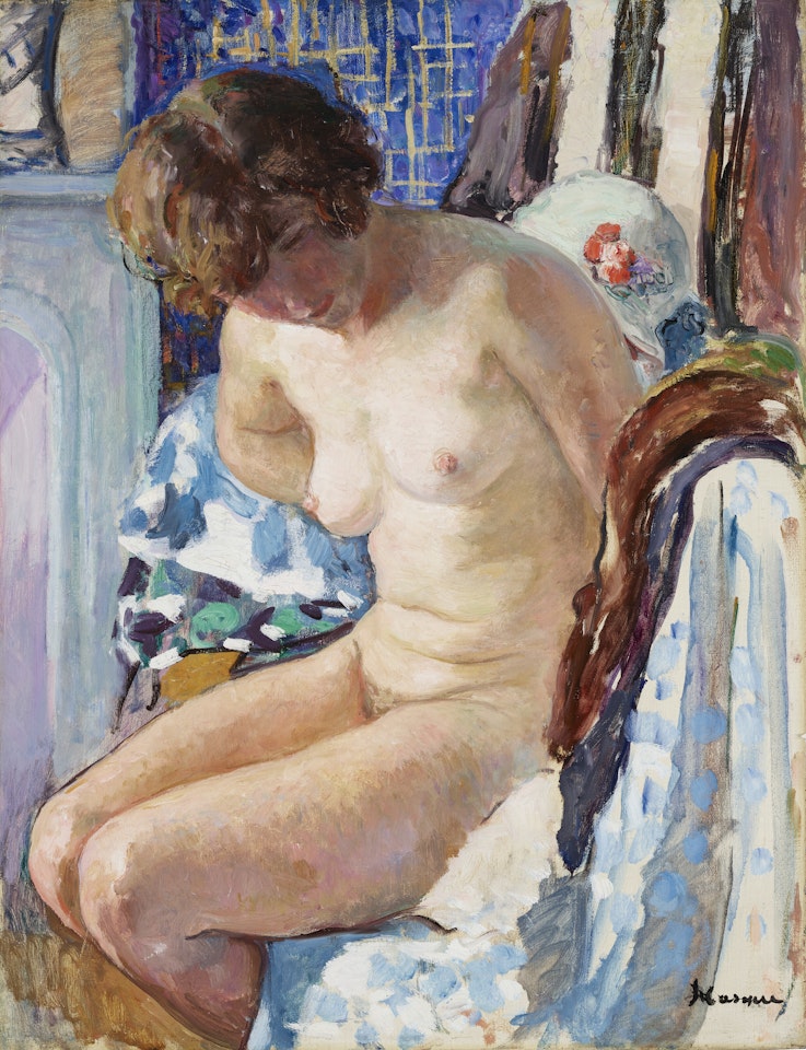 Nu assis près de la cheminée by Henri Lebasque