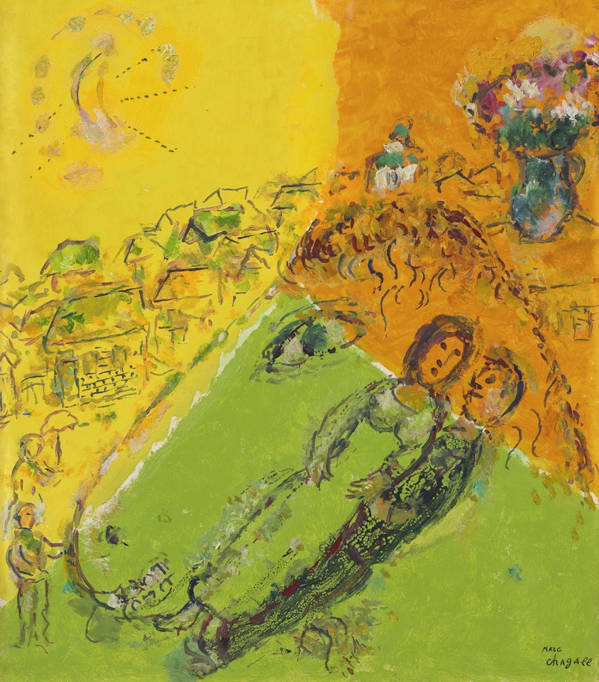 Couple dans le profil d’âne by Marc Chagall