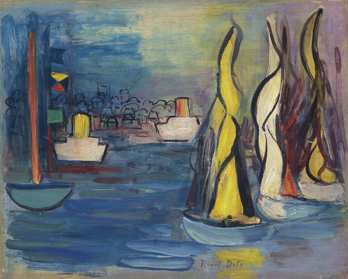 Voiliers dans le port de Deauville by Raoul Dufy